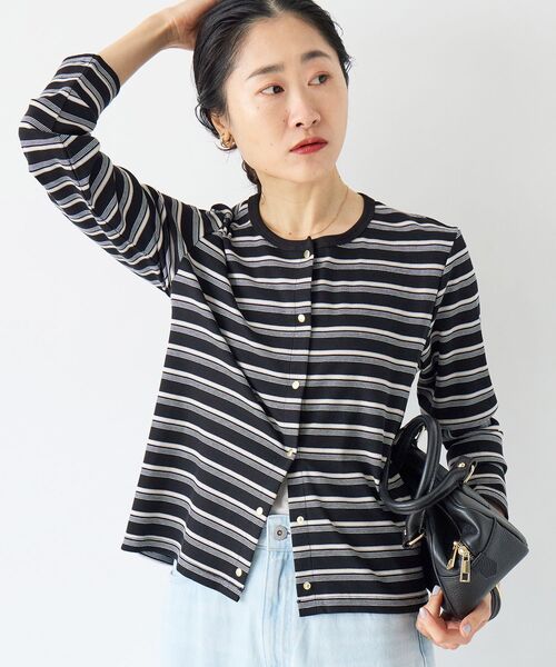 le.coeur blanc（ルクールブラン）の「マルチボーダーリブカーデ（カーディガン/ボレロ・レディース・イエロー系その他/ブルー系その他3/ブラック系その他・38）」の2枚目の写真