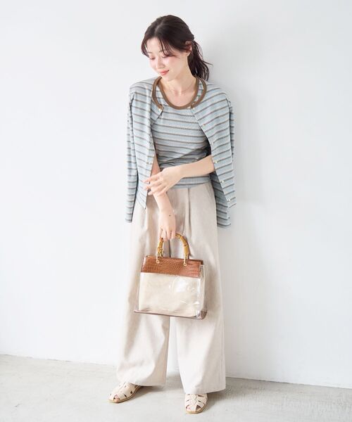 le.coeur blanc（ルクールブラン）の「マルチボーダーリブカーデ（カーディガン/ボレロ・レディース・イエロー系その他/ブルー系その他3/ブラック系その他・38）」の4枚目の写真