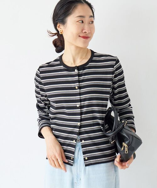 le.coeur blanc（ルクールブラン）の「マルチボーダーリブカーデ（カーディガン/ボレロ・レディース・イエロー系その他/ブルー系その他3/ブラック系その他・38）」の7枚目の写真