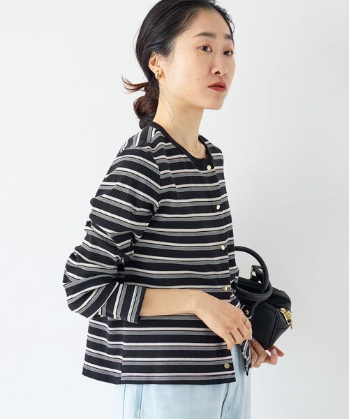 le.coeur blanc（ルクールブラン）の「マルチボーダーリブカーデ（カーディガン/ボレロ・レディース・イエロー系その他/ブルー系その他3/ブラック系その他・38）」の8枚目の写真