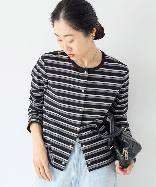 le.coeur blanc（ルクールブラン）の「マルチボーダーリブカーデ（カーディガン/ボレロ・レディース・イエロー系その他/ブルー系その他3/ブラック系その他・38）」の10枚目の写真