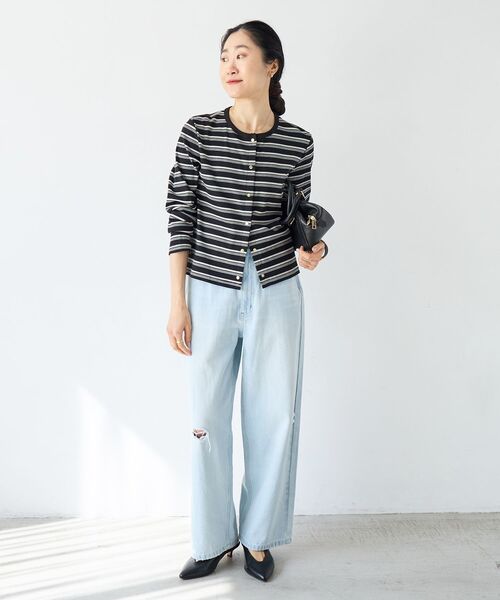 le.coeur blanc（ルクールブラン）の「マルチボーダーリブカーデ（カーディガン/ボレロ・レディース・イエロー系その他/ブルー系その他3/ブラック系その他・38）」の18枚目の写真