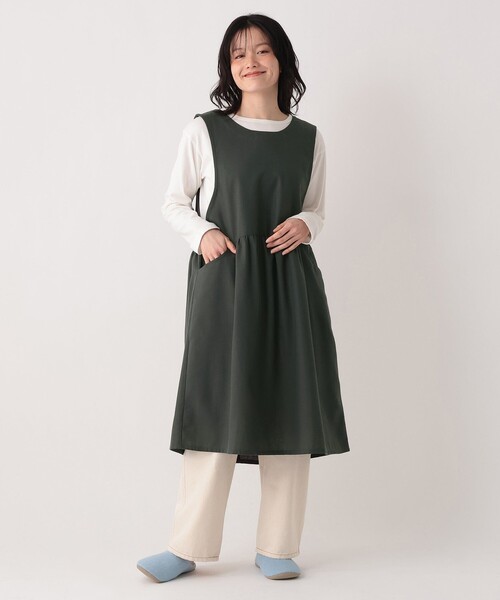 Afternoon Tea(アフタヌーンティー)の「ヘリンボーンバックVネックエプロン(エプロン・レディース・ネイビー/チャコールグレー・ONE SIZE)」の1枚目の写真