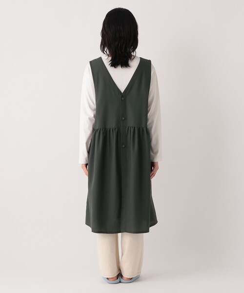 Afternoon Tea(アフタヌーンティー)の「ヘリンボーンバックVネックエプロン(エプロン・レディース・ネイビー/チャコールグレー・ONE SIZE)」の3枚目の写真