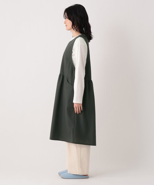 Afternoon Tea(アフタヌーンティー)の「ヘリンボーンバックVネックエプロン(エプロン・レディース・ネイビー/チャコールグレー・ONE SIZE)」の4枚目の写真