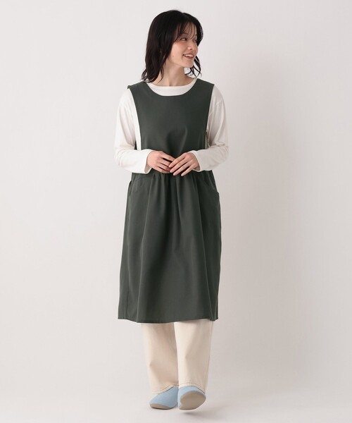 Afternoon Tea(アフタヌーンティー)の「ヘリンボーンバックVネックエプロン(エプロン・レディース・ネイビー/チャコールグレー・ONE SIZE)」の5枚目の写真