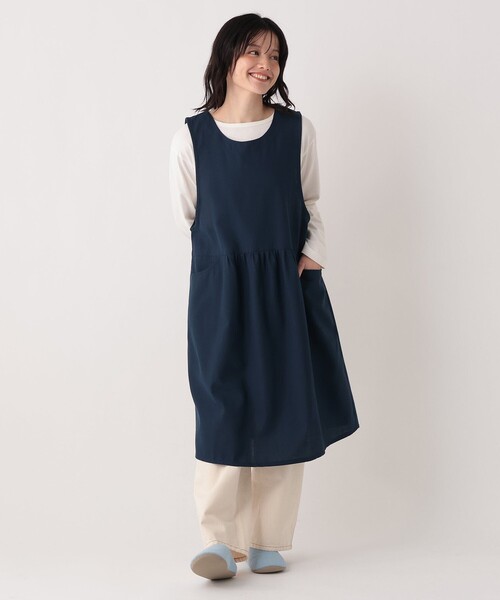 Afternoon Tea(アフタヌーンティー)の「ヘリンボーンバックVネックエプロン(エプロン・レディース・ネイビー/チャコールグレー・ONE SIZE)」の8枚目の写真