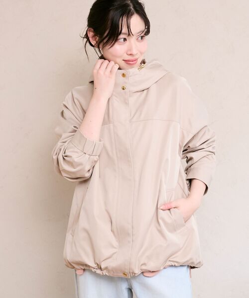 le.coeur blanc（ルクールブラン）の「ツイルストレッチフードブルゾン（ブルゾン・レディース・ネイビー/ベージュ/アイボリー・38）」の22枚目の写真