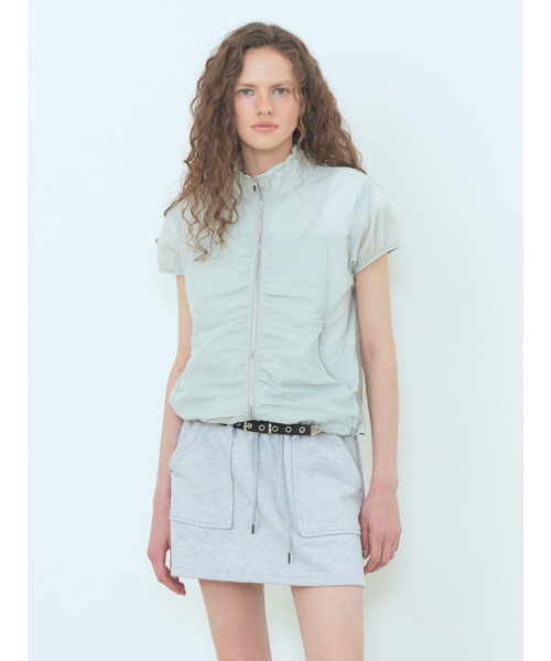 ETMON(エトモン)の「Curved Shirring Wind Jumper Mint Grey(ナイロンジャケット・レディース・その他・FREE)」の1枚目の写真