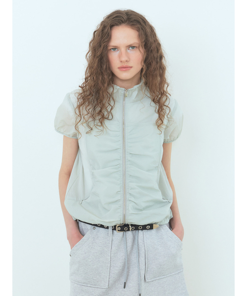 ETMON(エトモン)の「Curved Shirring Wind Jumper Mint Grey(ナイロンジャケット・レディース・その他・FREE)」の2枚目の写真