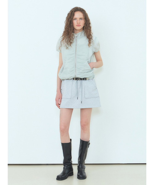ETMON(エトモン)の「Curved Shirring Wind Jumper Mint Grey(ナイロンジャケット・レディース・その他・FREE)」の4枚目の写真
