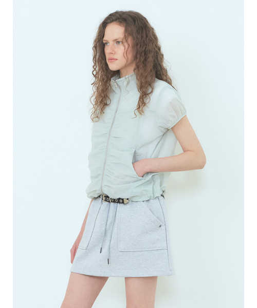 ETMON(エトモン)の「Curved Shirring Wind Jumper Mint Grey(ナイロンジャケット・レディース・その他・FREE)」の5枚目の写真