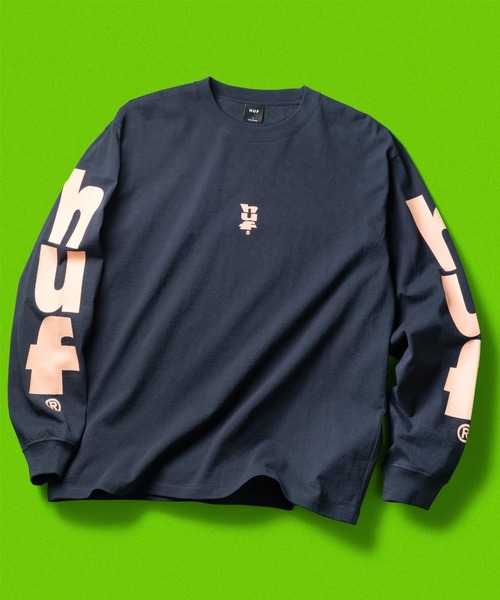 HUF(ハフ)の「MEGABLAST LS TEE(Tシャツ/カットソー・メンズ・ネイビー/ホワイト/ピンク/ブラック・L/M/S/XS/XXL/XL)」の3枚目の写真