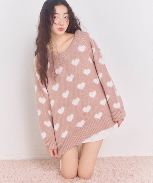 Heather(ヘザー)の「ジャガードハートニット 647653(ニット/セーター・レディース・ネイビー/レッド/ピンク・FREE)」の18枚目の写真