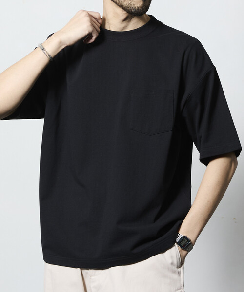 FREAK'S STORE(フリークスストア)の「限定展開 STORATECH/ストラテック ワイドシルエット クルーネックTシャツ/抗菌/防臭/制菌/UVカット/接触冷感/吸水速乾(Tシャツ/カットソー・メンズ・ブラック/スミクロ/グレー系その他/ブラック系その他/ホワイト系その他/ホワイト/グレイッシュベージュ・SMALL/X-LARGE/LARGE/MEDIUM)」の3枚目の写真