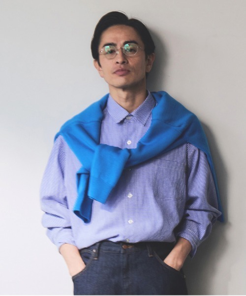 le cercle ADAM ET ROPE'(ルセルクルアダムエロペ)の「ギンガムチェックシアーサッカーシャツ(シャツ/ブラウス・メンズ・ブラック/ネイビー・L/M/S/LL)」の2枚目の写真