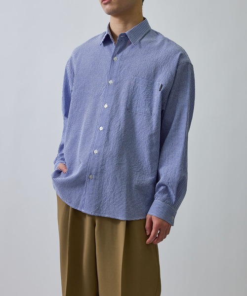 le cercle ADAM ET ROPE'(ルセルクルアダムエロペ)の「ギンガムチェックシアーサッカーシャツ(シャツ/ブラウス・メンズ・ブラック/ネイビー・L/M/S/LL)」の18枚目の写真