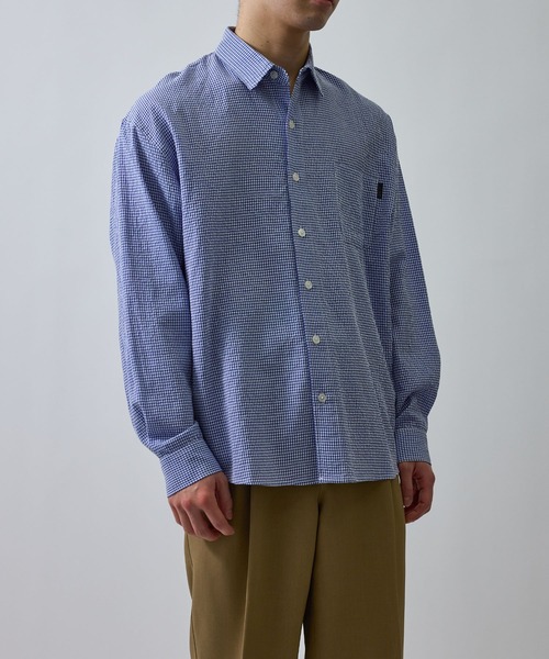 le cercle ADAM ET ROPE'(ルセルクルアダムエロペ)の「ギンガムチェックシアーサッカーシャツ(シャツ/ブラウス・メンズ・ブラック/ネイビー・L/M/S/LL)」の19枚目の写真