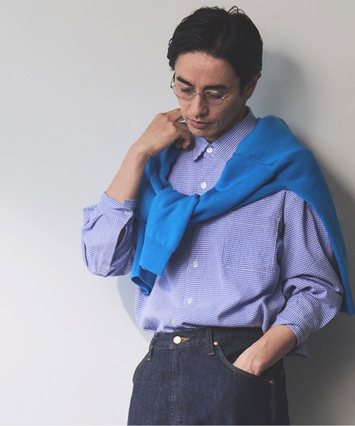 le cercle ADAM ET ROPE'(ルセルクルアダムエロペ)の「ギンガムチェックシアーサッカーシャツ(シャツ/ブラウス・メンズ・ブラック/ネイビー・L/M/S/LL)」の5枚目の写真