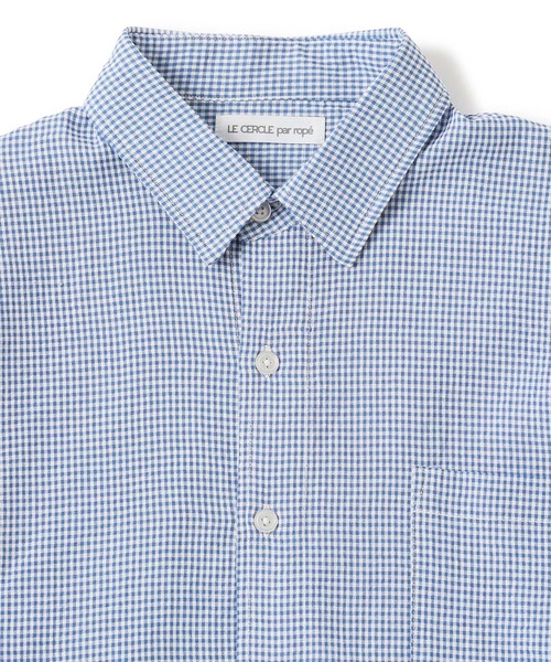 le cercle ADAM ET ROPE'(ルセルクルアダムエロペ)の「ギンガムチェックシアーサッカーシャツ(シャツ/ブラウス・メンズ・ブラック/ネイビー・L/M/S/LL)」の3枚目の写真
