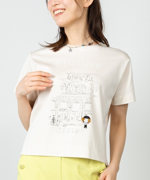 STUDIO PICONE（スタジオピッコーネ）の「コットン混冷感ポンチプルオーバー（Tシャツ/カットソー・レディース・ベージュ/ホワイト/ライトブルー/ブラック・LL/L/M）」の4枚目の写真