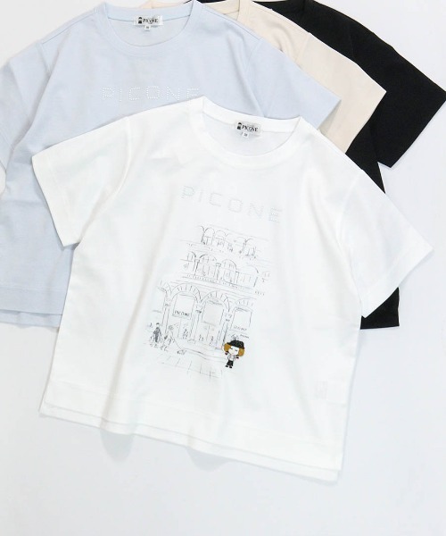 STUDIO PICONE（スタジオピッコーネ）の「コットン混冷感ポンチプルオーバー（Tシャツ/カットソー・レディース・ベージュ/ホワイト/ライトブルー/ブラック・LL/L/M）」の2枚目の写真