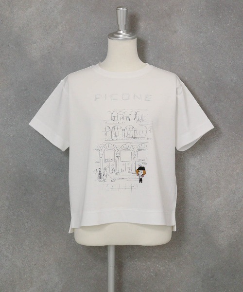 STUDIO PICONE（スタジオピッコーネ）の「コットン混冷感ポンチプルオーバー（Tシャツ/カットソー・レディース・ベージュ/ホワイト/ライトブルー/ブラック・LL/L/M）」の10枚目の写真