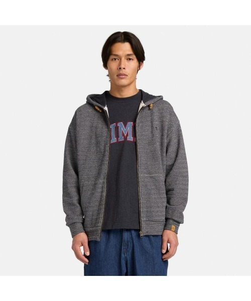 Timberland(ティンバーランド)の「ヘリンボーン フルジップ スウェットシャツ ユニセックス(パーカー・メンズ・ネイビー・LARGE/MEDIUM/SMALL/X-LARGE/XX-LARGE)」の1枚目の写真