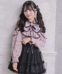 【Disney collection by ROJITA】ミッキーシルエットフロッキープリントブラウス