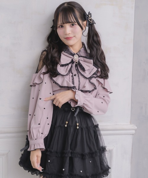 ROJITA(ロジータ)の「【Disney collection by ROJITA】ミッキーシルエットフロッキープリントブラウス(シャツ/ブラウス・レディース・パープル/ピンク/グレー・FREE)」の3枚目の写真