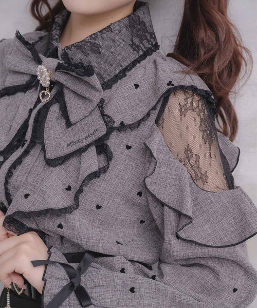 ROJITA(ロジータ)の「【Disney collection by ROJITA】ミッキーシルエットフロッキープリントブラウス(シャツ/ブラウス・レディース・パープル/ピンク/グレー・FREE)」の6枚目の写真