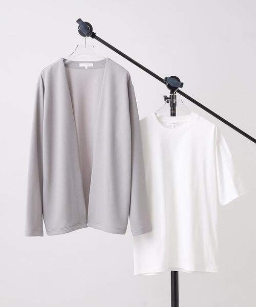 THE SHOP TK （ザ ショップ ティーケー ）の「【2点セット】カーディガン＋半袖Tシャツ 洗濯機OK（カーディガン/ボレロ・メンズ・ブラウン系その他/ライトグレー/ネイビー/ブルーグリーン・02/04/03）」の5枚目の写真