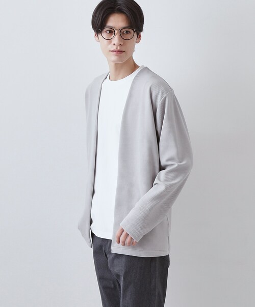 THE SHOP TK （ザ ショップ ティーケー ）の「【2点セット】カーディガン＋半袖Tシャツ 洗濯機OK（カーディガン/ボレロ・メンズ・ブラウン系その他/ライトグレー/ネイビー/ブルーグリーン・02/04/03）」の20枚目の写真