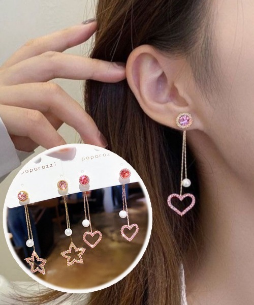 shoppinggo(ショッピングゴー)の「パール ピアス 星 ハート レディース 揺れる アクセサリー(ピアス(両耳用)・レディース・ゴールド系その他/ゴールド・FREE)」の3枚目の写真