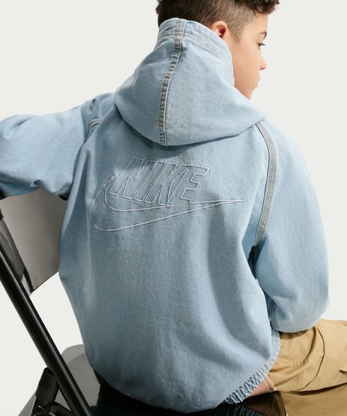 NIKE(ナイキ)の「ナイキ NIKE YTH NSW WR デニム フルジップ ジャケット(ジャージ・キッズ・ブルー・140cm/150cm/160cm/170)」の7枚目の写真