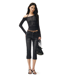Seamed Low Rise Capri Jeans DCWPT024BLACK