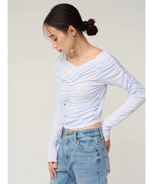 SNIDEL（スナイデル）の「ギャザーカットプルオーバー（Tシャツ/カットソー・レディース・ホワイト/サックスブルー/レッド/その他・F）」の7枚目の写真