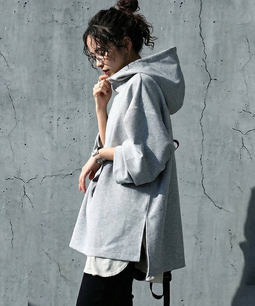 antiqua(アンティカ)の「スタンドネック パーカー(パーカー・レディース・ブラック/ダークグレー/杢グレー・ONESIZE)」の13枚目の写真