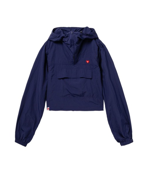 A BATHING APE(アベイシングエイプ)の「SILICON BADGE NYLON ANORAK(ナイロンジャケット・レディース・アイボリー/ネイビー・SMALL/X-SMALL)」の1枚目の写真