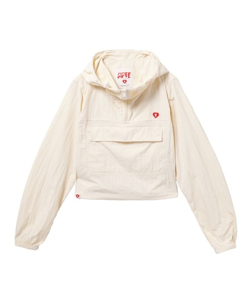A BATHING APE(アベイシングエイプ)の「SILICON BADGE NYLON ANORAK(ナイロンジャケット・レディース・アイボリー/ネイビー・SMALL/X-SMALL)」の2枚目の写真