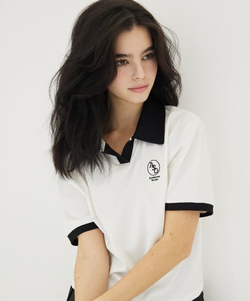 AWESOME STUDIO（オーサムスタジオ）の「カラー配色半袖Tシャツホワイト（ポロシャツ・レディース・その他・FREE）」の4枚目の写真