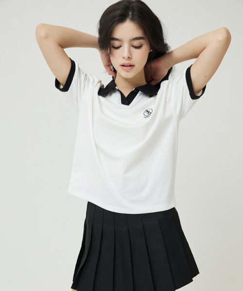AWESOME STUDIO（オーサムスタジオ）の「カラー配色半袖Tシャツホワイト（ポロシャツ・レディース・その他・FREE）」の5枚目の写真