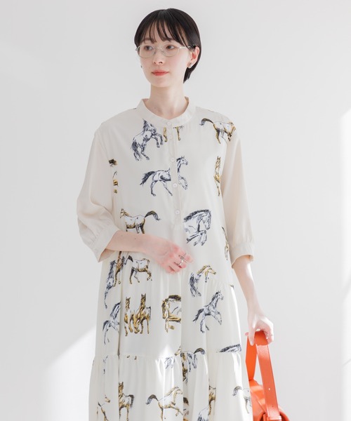 Paradise Picnic（パラダイスピクニック）の「ホース柄アシメ切替ワンピース（ワンピース・レディース・アイボリー/ブラック・FREE）」の18枚目の写真