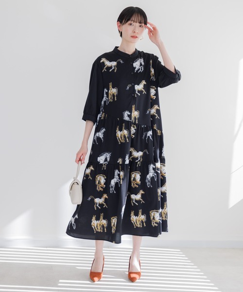 Paradise Picnic（パラダイスピクニック）の「ホース柄アシメ切替ワンピース（ワンピース・レディース・アイボリー/ブラック・FREE）」の10枚目の写真