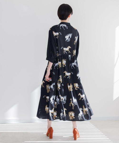 Paradise Picnic（パラダイスピクニック）の「ホース柄アシメ切替ワンピース（ワンピース・レディース・アイボリー/ブラック・FREE）」の14枚目の写真