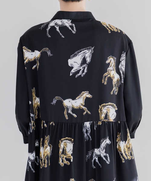 Paradise Picnic（パラダイスピクニック）の「ホース柄アシメ切替ワンピース（ワンピース・レディース・アイボリー/ブラック・FREE）」の9枚目の写真