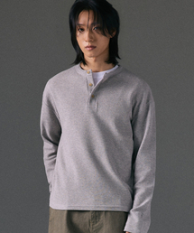 LXT（エルエックスティー）の「ワッフルヘンリーネッククロップTシャツ[グレー]（Tシャツ/カットソー）」