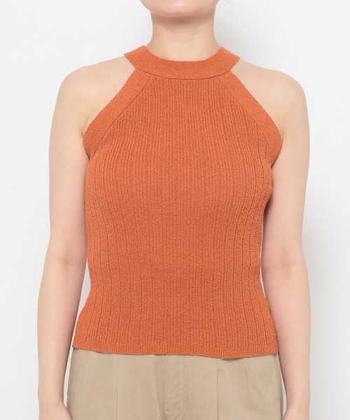 mysty woman（ミスティウーマン）の「ホルターバッククロスニットNS 665897（ニット/セーター・レディース・アイボリー/ブラック/オレンジ・FREE）」の13枚目の写真