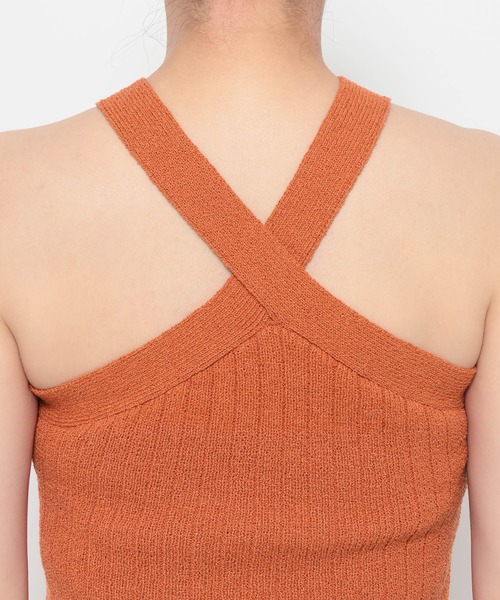 mysty woman（ミスティウーマン）の「ホルターバッククロスニットNS 665897（ニット/セーター・レディース・アイボリー/ブラック/オレンジ・FREE）」の19枚目の写真