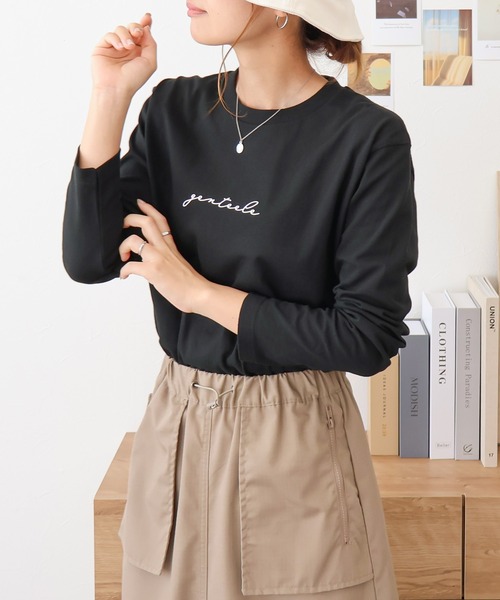 Social GIRL(ソーシャルガール)の「●Social GIRL●筆記体ロゴロングTシャツ(Tシャツ/カットソー・レディース・ブラック・S)」の1枚目の写真